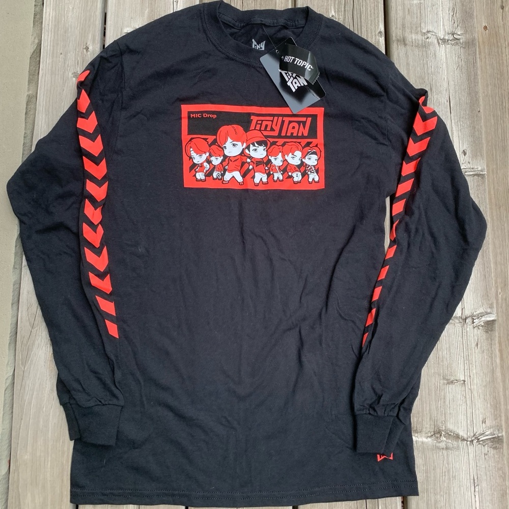 BTS Tiny Tan Mic Drop Long Sleeve T-shirt From Hot Topic Size Small NWT